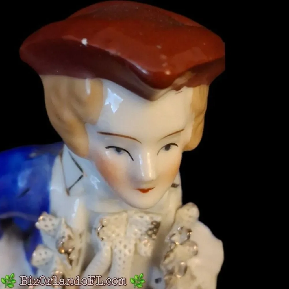 VINTAGE: Colonial Man Porcelain Lace on Jacket Figurine Occupied Japan Made HTF